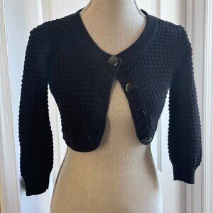 H&M Crop Cotton Cardigan with Oversized Buttons and 3/4 Sleeves - Size 4